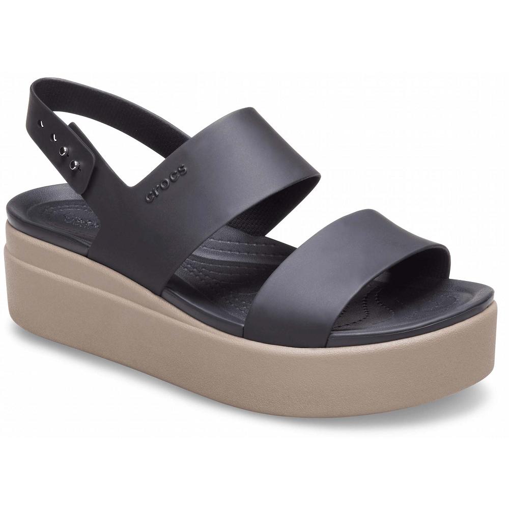 Crocs Brooklyn Low Women Wedge Brown / Black | YMUXWP804