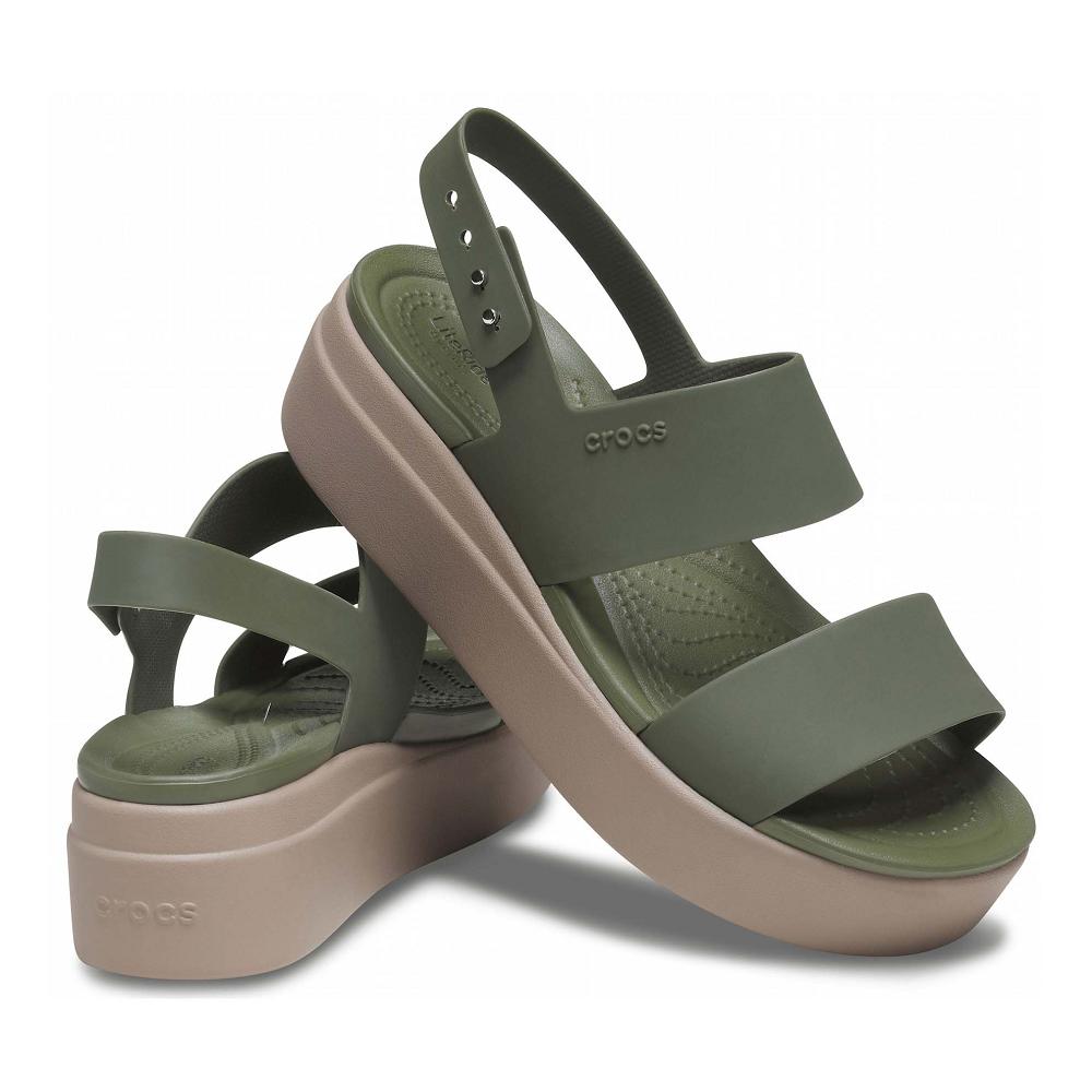 Crocs Brooklyn Low Women Wedge Olive | EPYGNX056