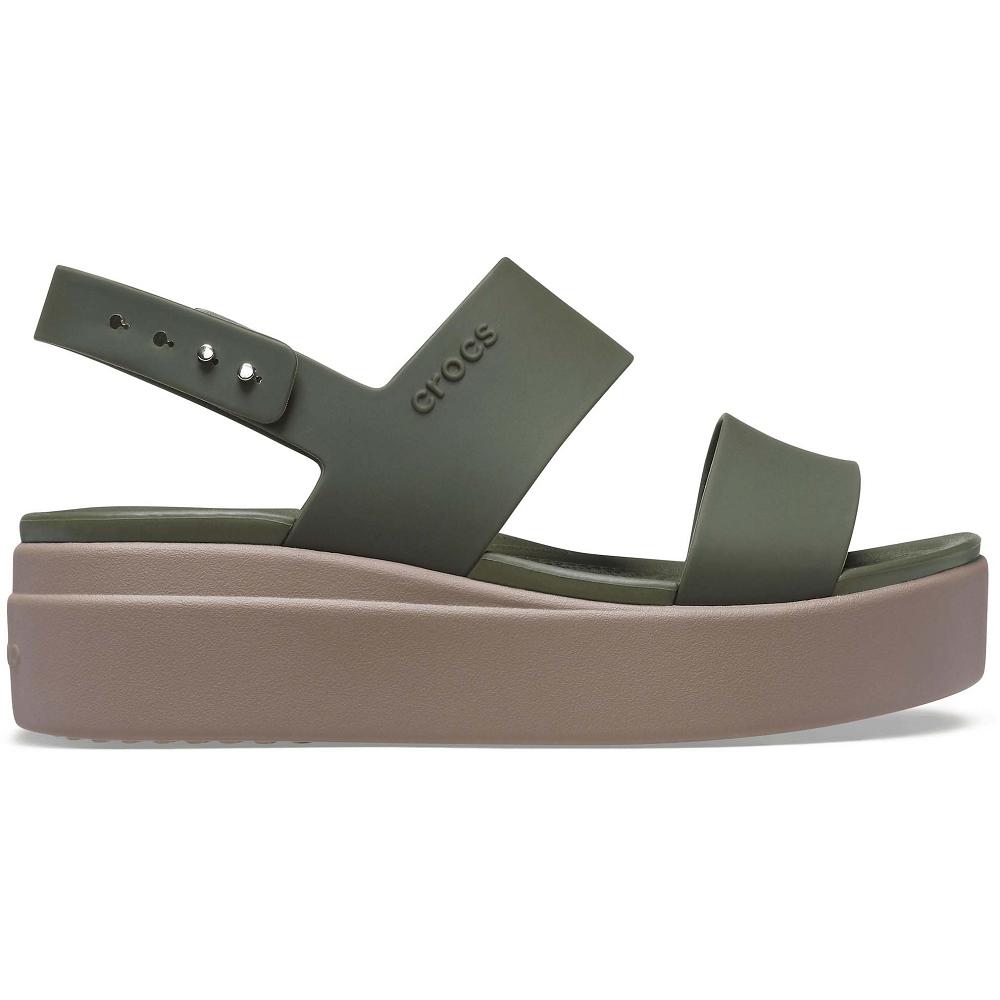 Crocs Brooklyn Low Women Wedge Olive | EPYGNX056
