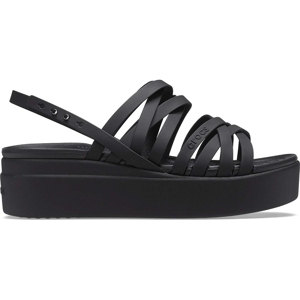 Crocs Brooklyn Strappy Low Women Wedge Black | EVTSZY467