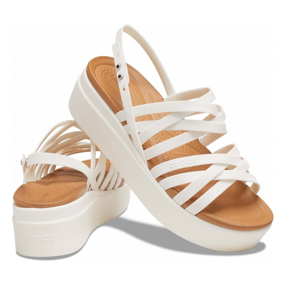 Crocs Brooklyn Strappy Low Women Wedge White | YEFLTJ783