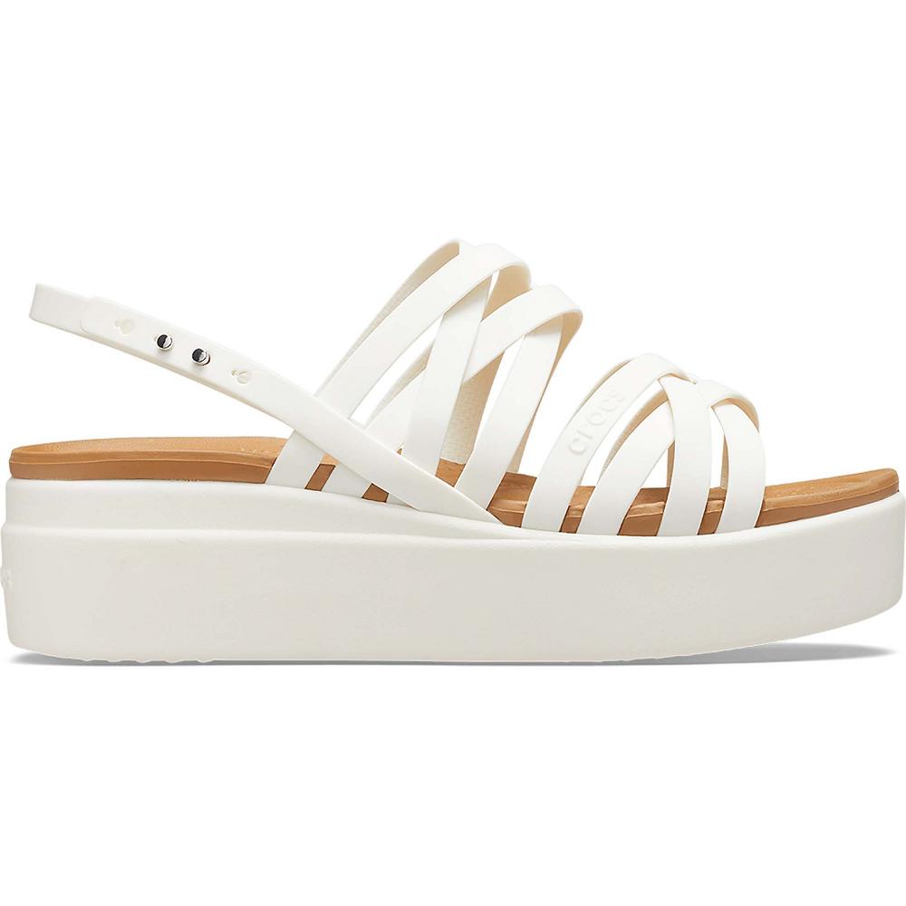 Crocs Brooklyn Strappy Low Women Wedge White | YEFLTJ783