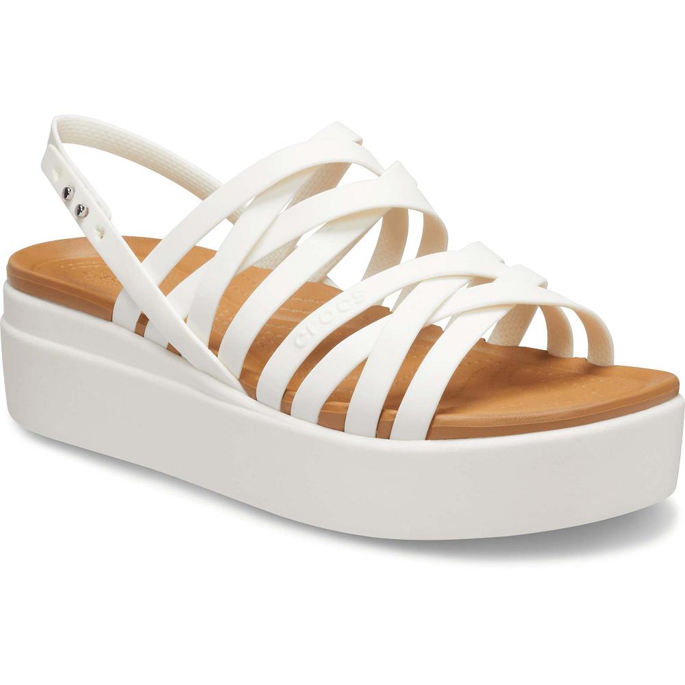 Crocs Brooklyn Strappy Low Women Wedge White | YEFLTJ783