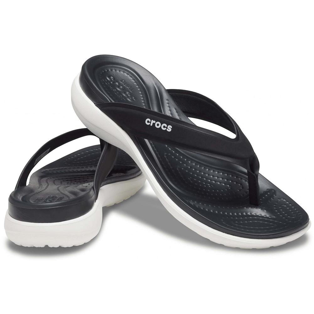 Crocs Capri V Sporty Women Flip Flops Black | JDGLKP019
