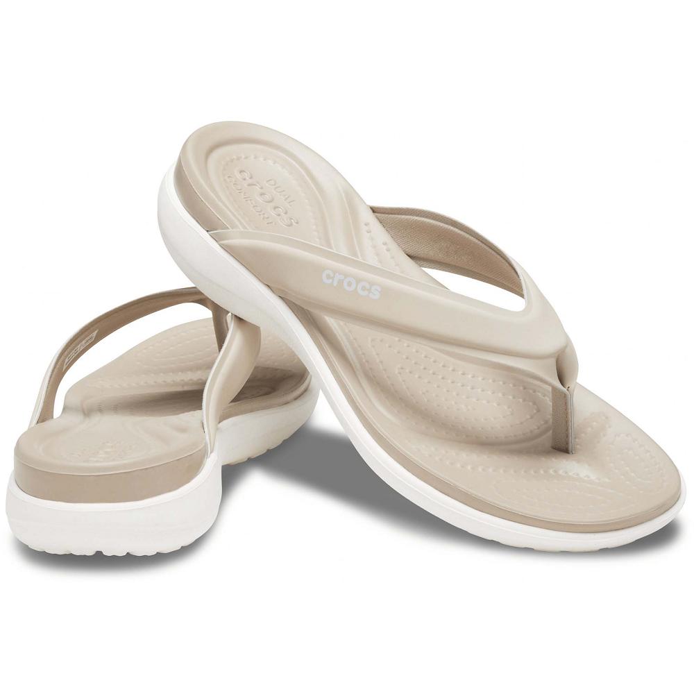 Crocs Capri V Sporty Women Flip Flops Khaki | ZPJFCL654