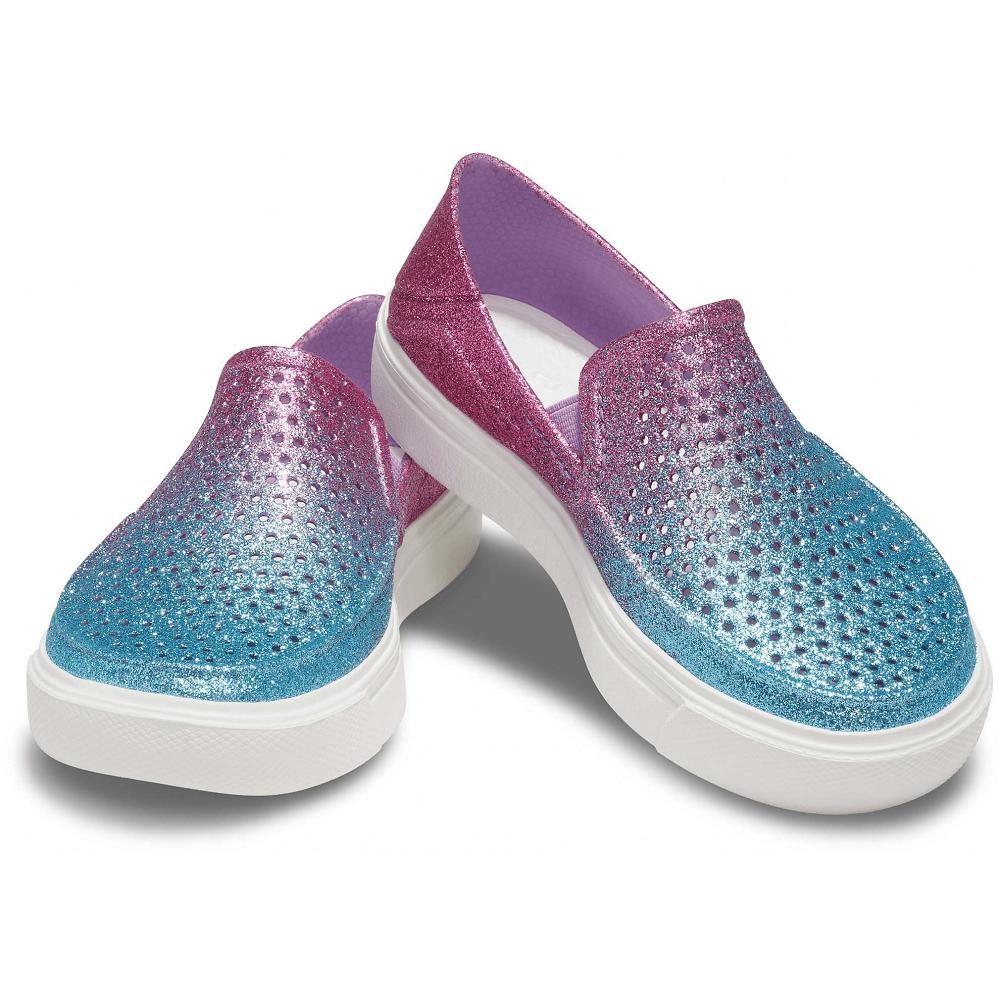 Crocs CitiLane Roka Glitter SlipNew Zealand -On Kids' Sandals Light Turquoise / Pink | SZYIVN458
