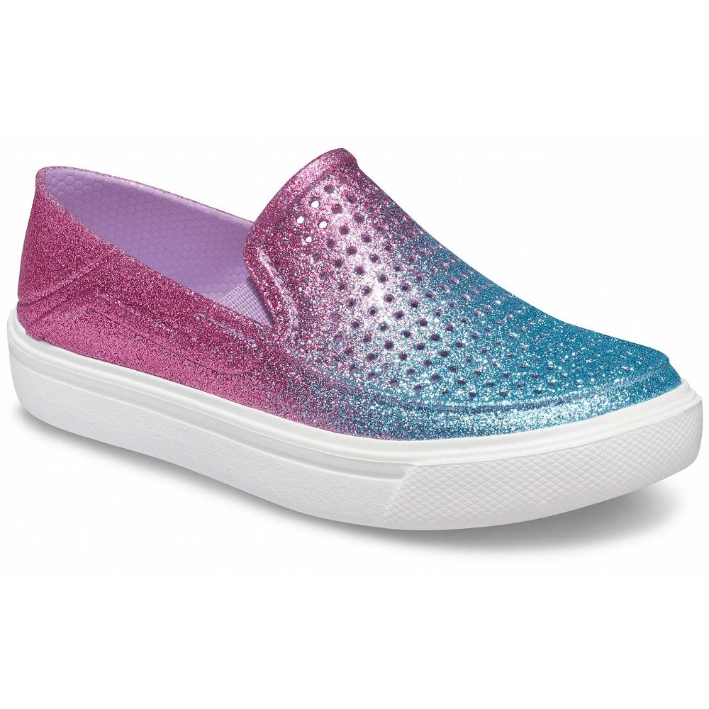Crocs CitiLane Roka Glitter SlipNew Zealand -On Kids\' Sandals Light Turquoise / Pink | SZYIVN458