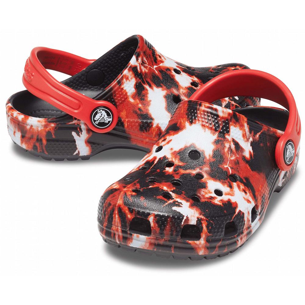 Crocs Classic Bleach Dye Kids' Clogs Red / Black | RISFZW430