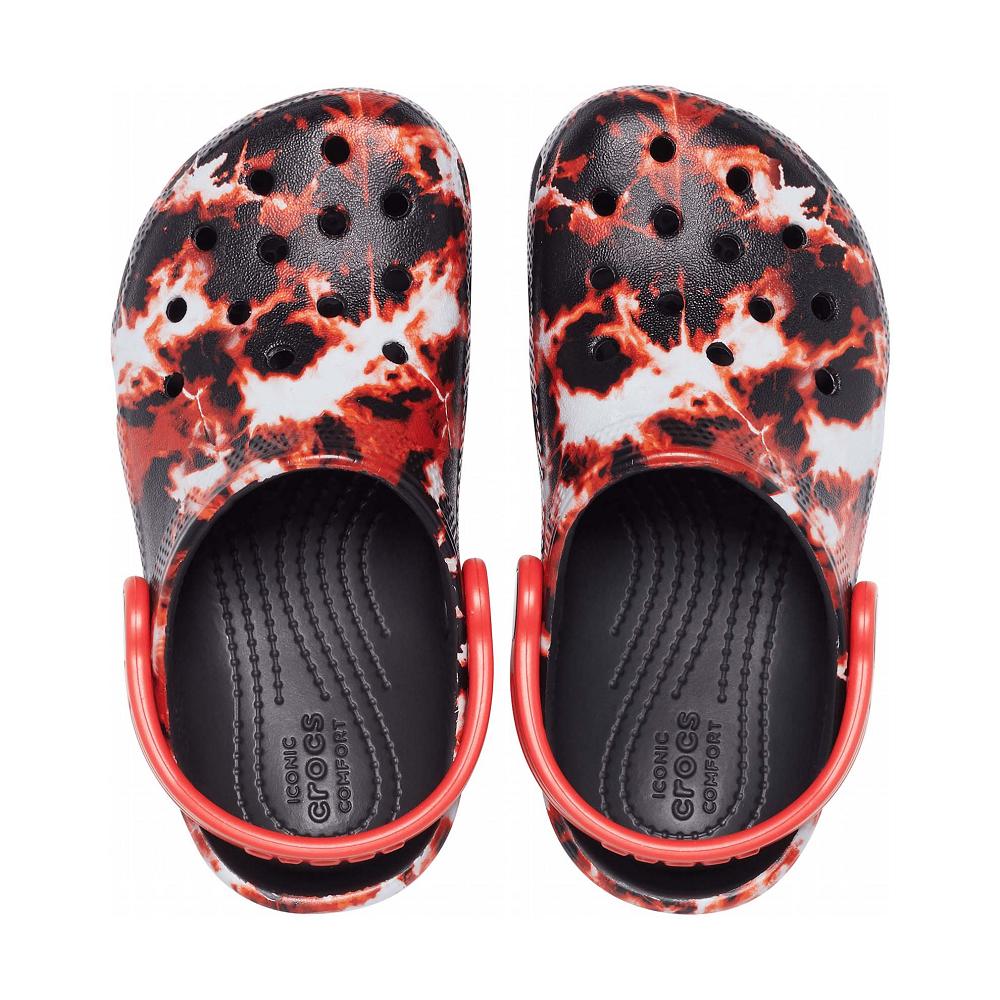 Crocs Classic Bleach Dye Kids' Clogs Red / Black | RISFZW430