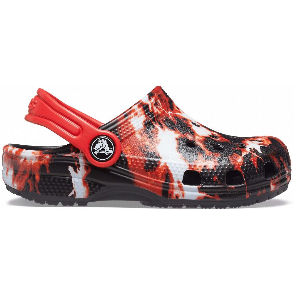 Crocs Classic Bleach Dye Kids' Clogs Red / Black | RISFZW430