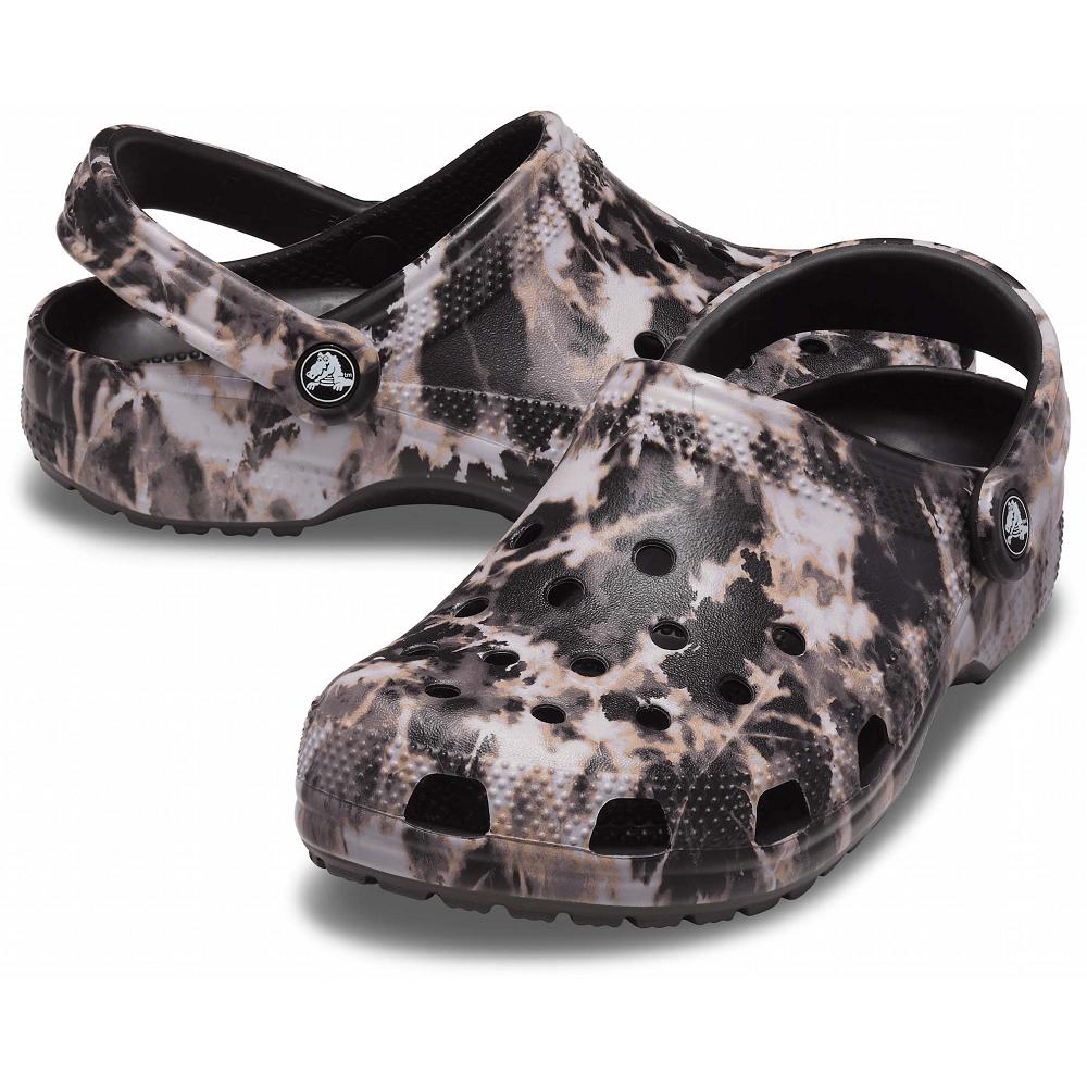Crocs Classic Bleach Dye Men Clogs Black / Brown | XCZPAR180