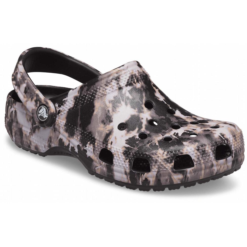 Crocs Classic Bleach Dye Men Clogs Black / Brown | XCZPAR180