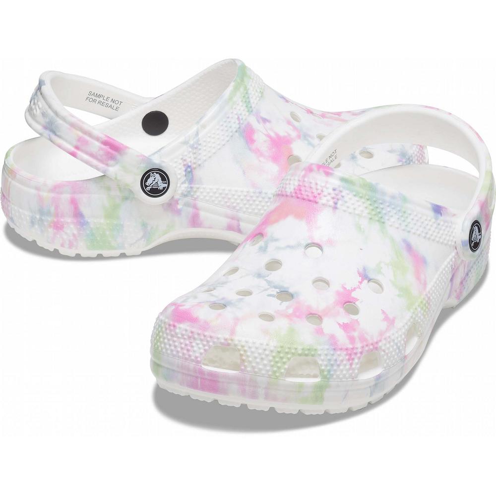 Crocs Classic Bleach Dye Men Clogs White / Multicolor | OXETVJ794