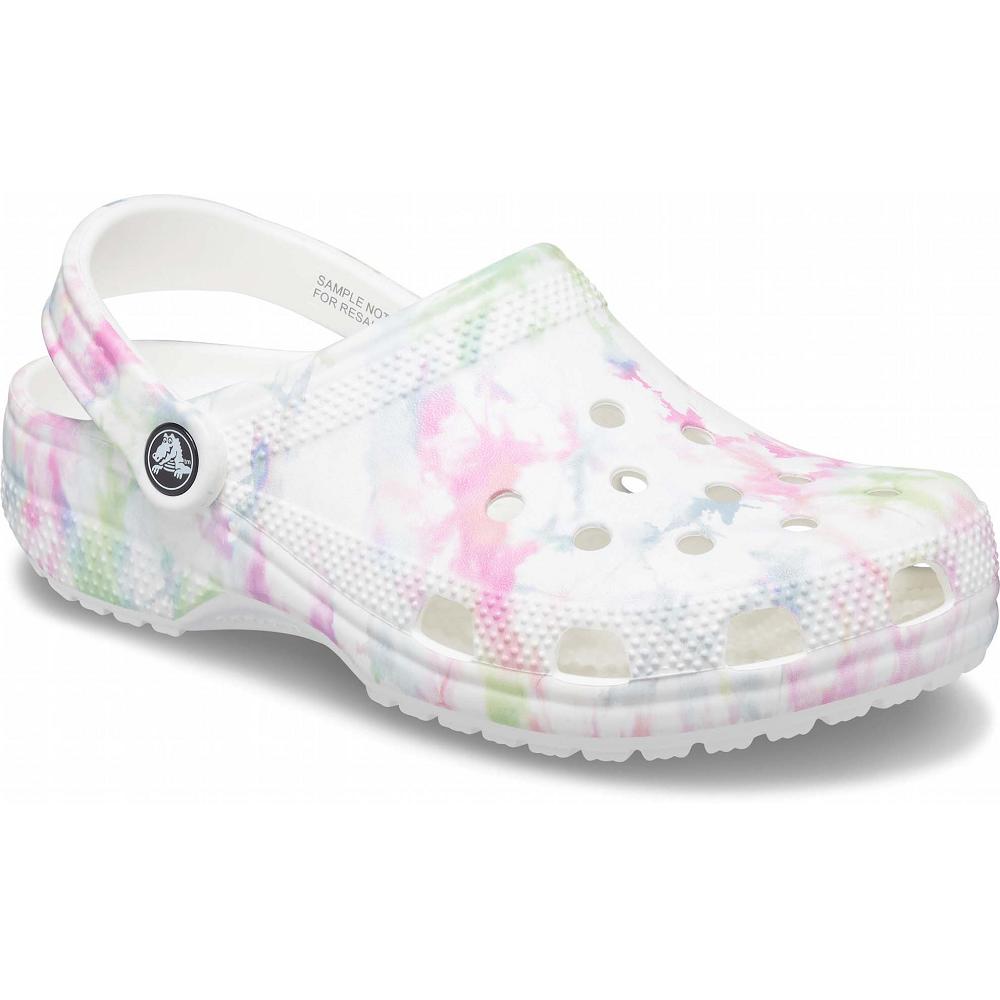 Crocs Classic Bleach Dye Men Clogs White / Multicolor | OXETVJ794