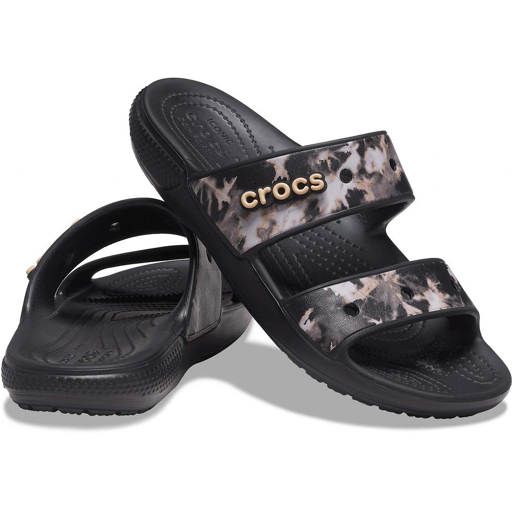 Crocs Classic Bleach Dye Women Sandals Black | YXMWGU749