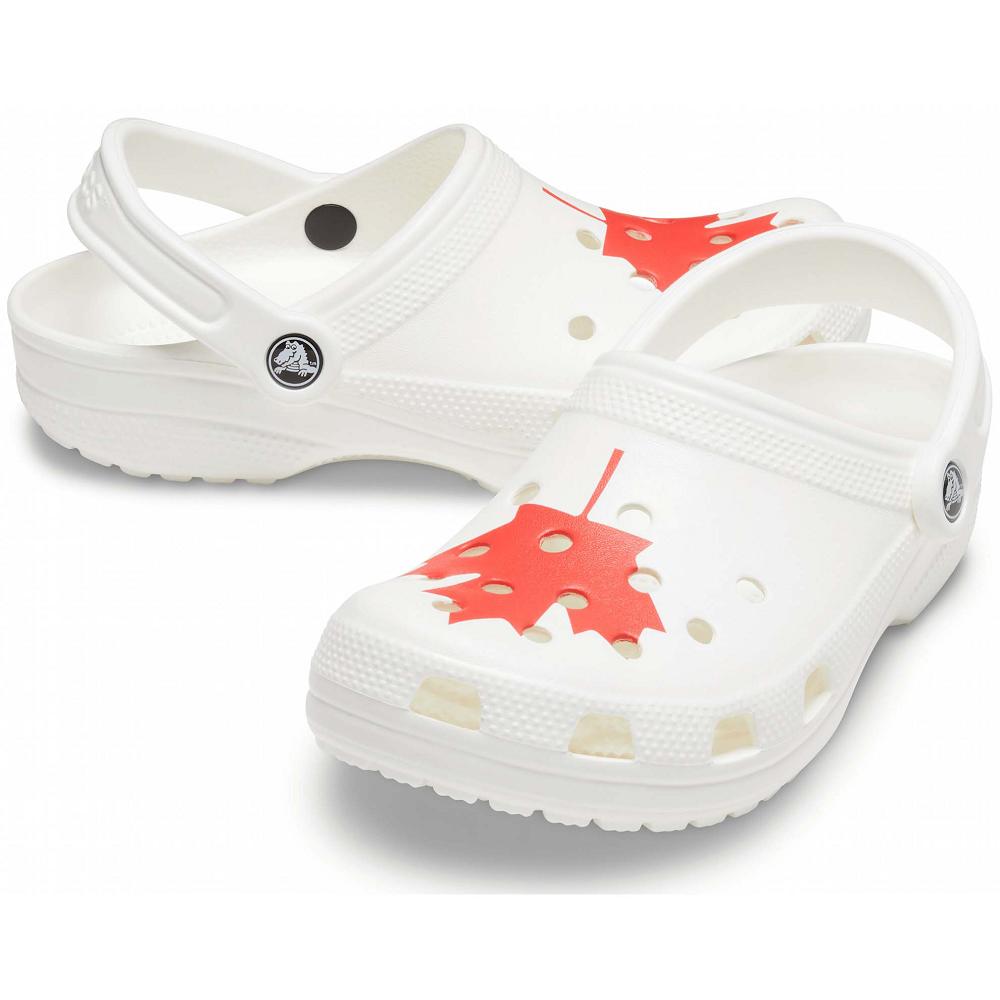 Crocs Classic Canadian Flag Men Clogs White | UFQXNR952