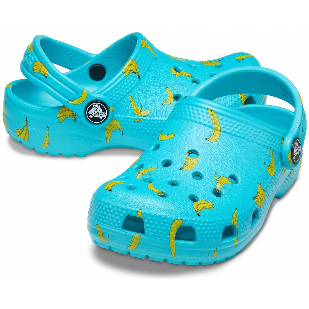 Crocs Classic Food Print Kids' Clogs Light Turquoise | PVKEFR213