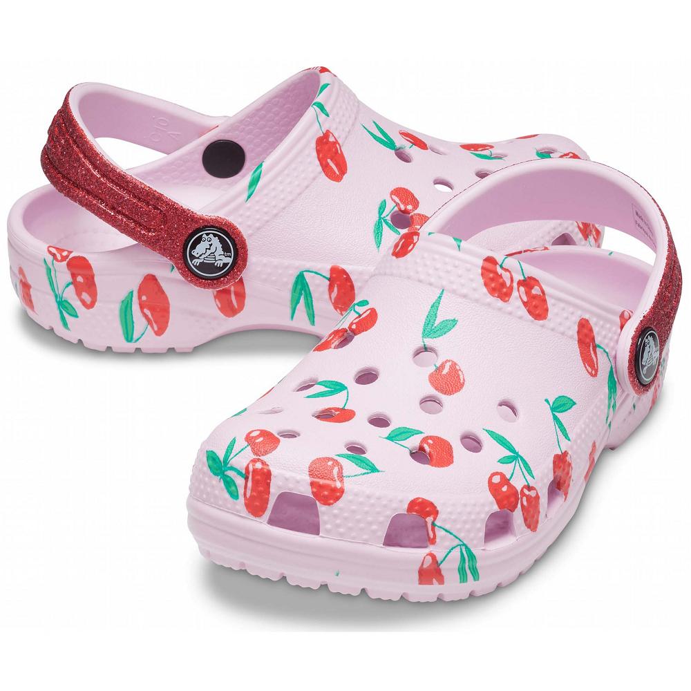 Crocs Classic Food Print Kids' Clogs Pink | TVLGCA804