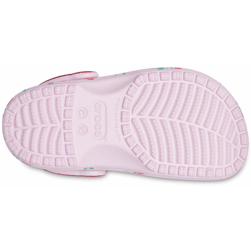 Crocs Classic Food Print Kids' Clogs Pink | TVLGCA804