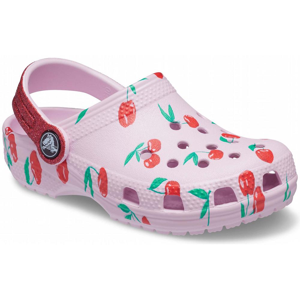 Crocs Classic Food Print Kids\' Clogs Pink | TVLGCA804