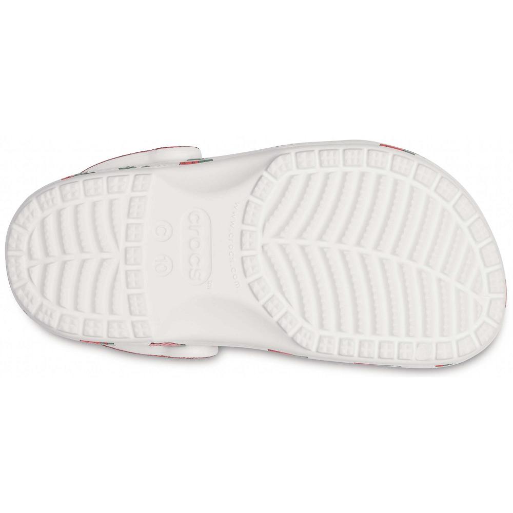 Crocs Classic Food Print Kids' Clogs White | GSZPNA506
