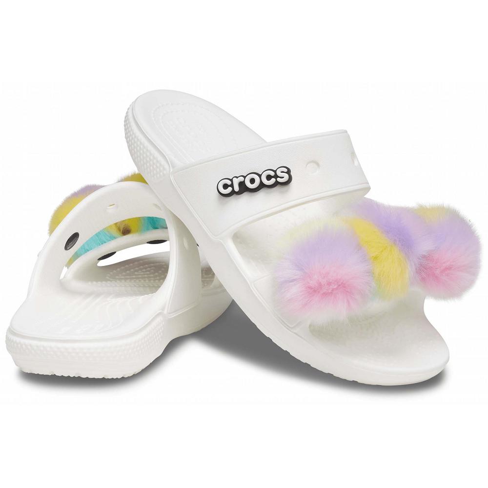 Crocs Classic Fur Sure Men Sandals White | BOHKVW429