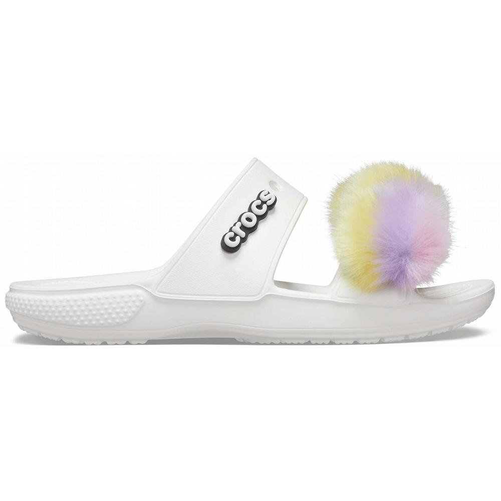 Crocs Classic Fur Sure Men Sandals White | BOHKVW429