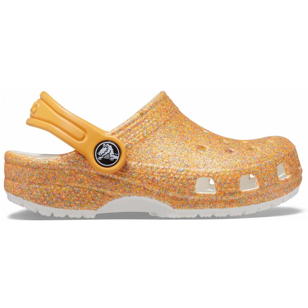 Crocs Classic Glitter Kids' Clogs Gold | AZNXTB746