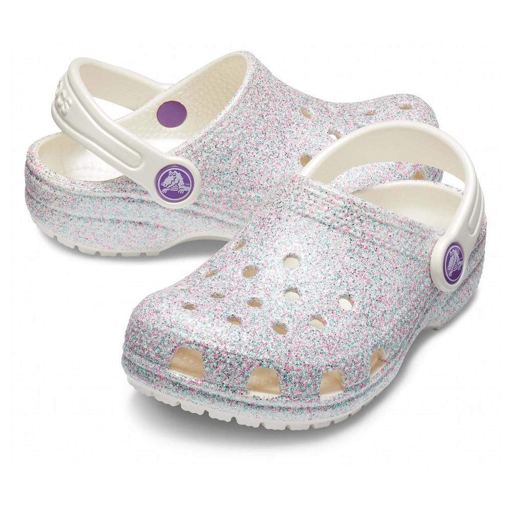 Crocs Classic Glitter Kids' Clogs Silver | JAIYUD785