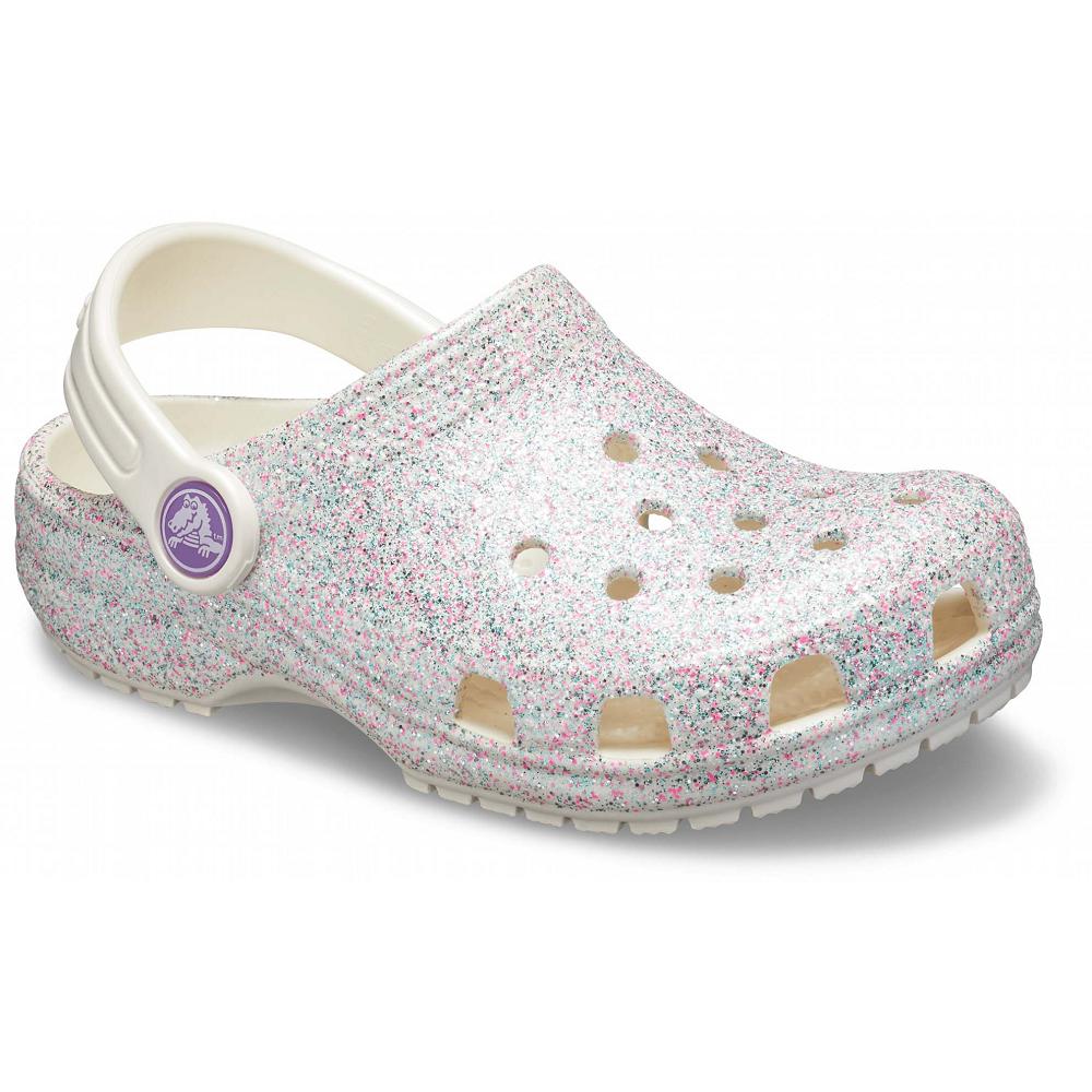 Crocs Classic Glitter Kids\' Clogs Silver | JAIYUD785