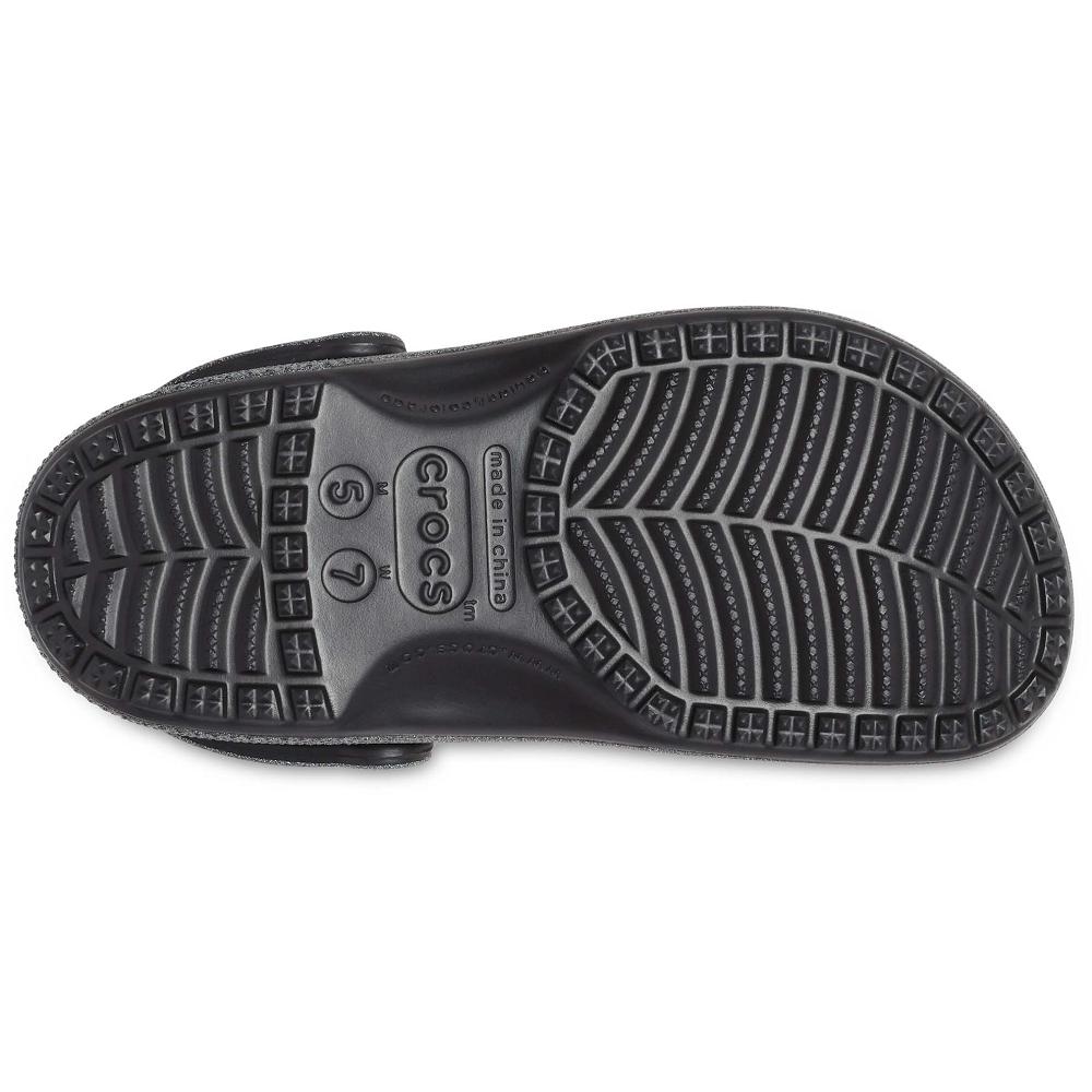 Crocs Classic Glitter Men Clogs Black | KWASBP193