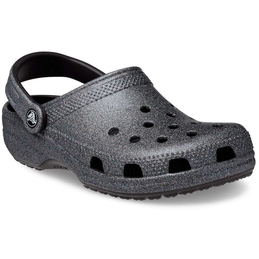 Crocs Classic Glitter Men Clogs Black | KWASBP193
