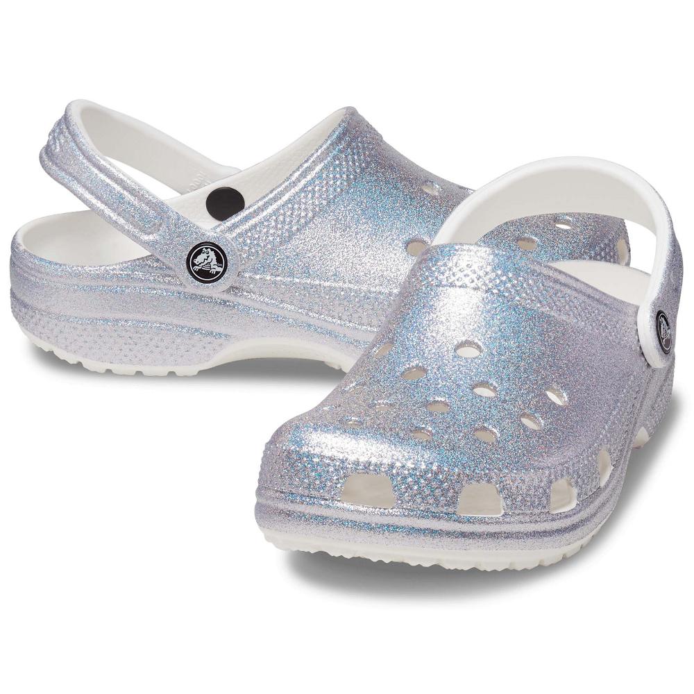 Crocs Classic Glitter Men Clogs Silver | PJOMKF136