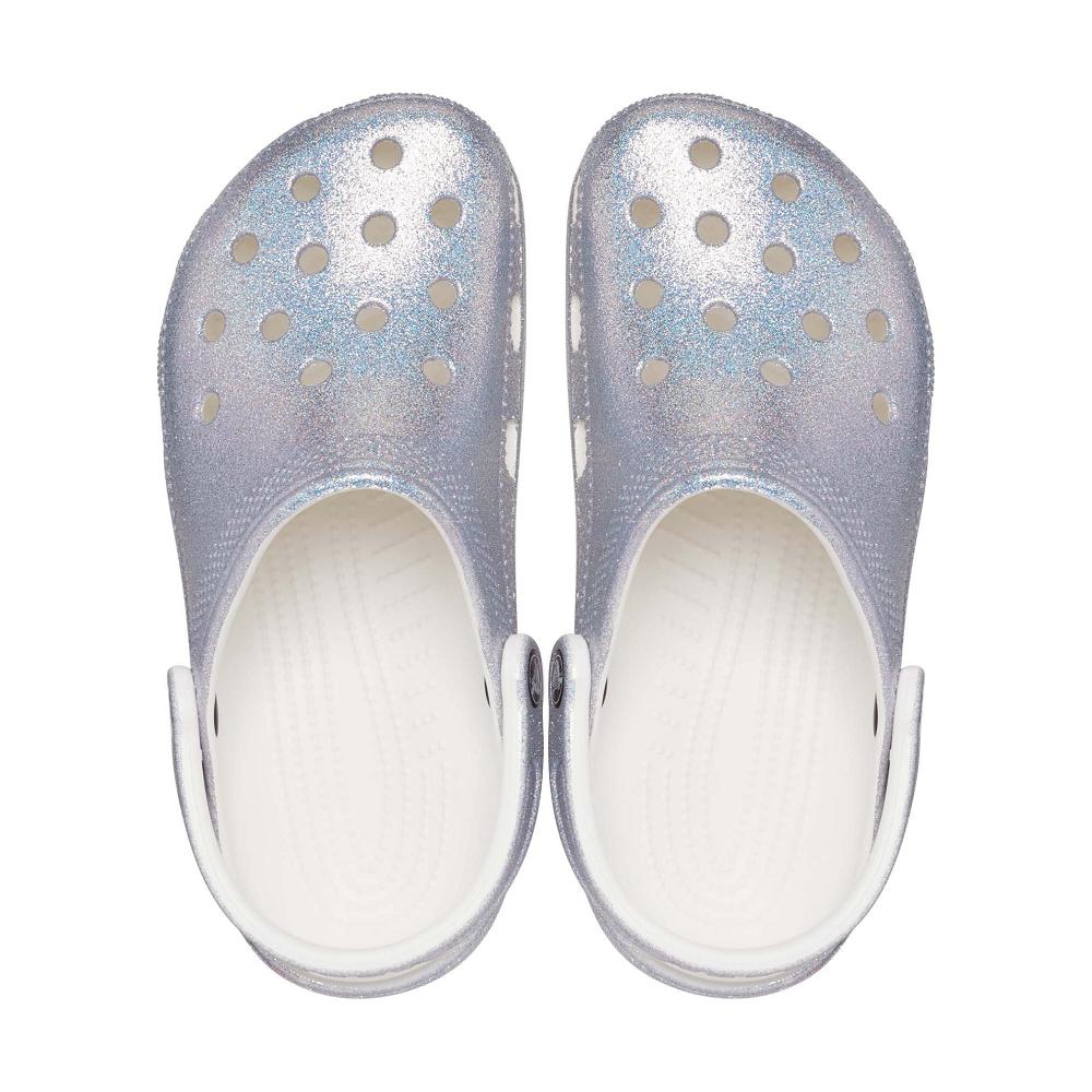 Crocs Classic Glitter Men Clogs Silver | PJOMKF136