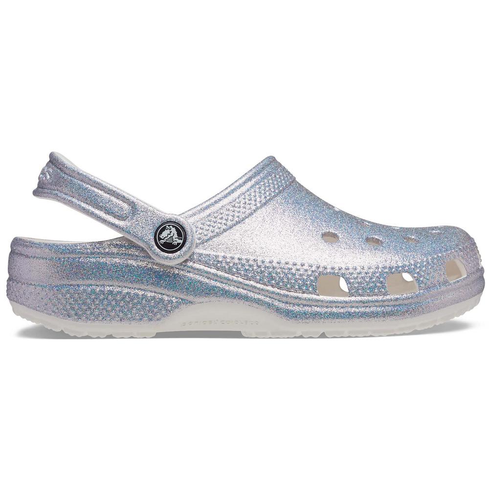 Crocs Classic Glitter Men Clogs Silver | PJOMKF136
