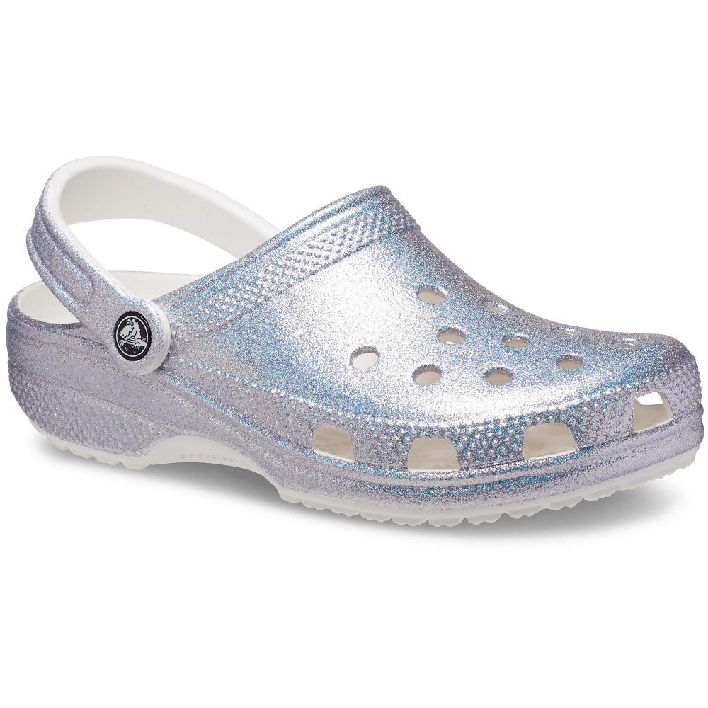 Crocs Classic Glitter Men Clogs Silver | PJOMKF136