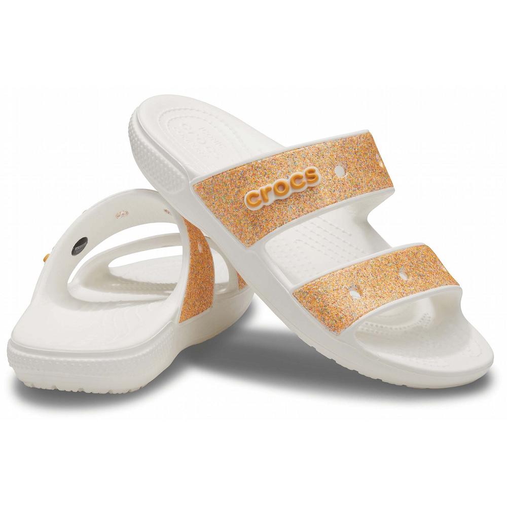 Crocs Classic Glitter Men Sandals Gold / White | BNHXJP249