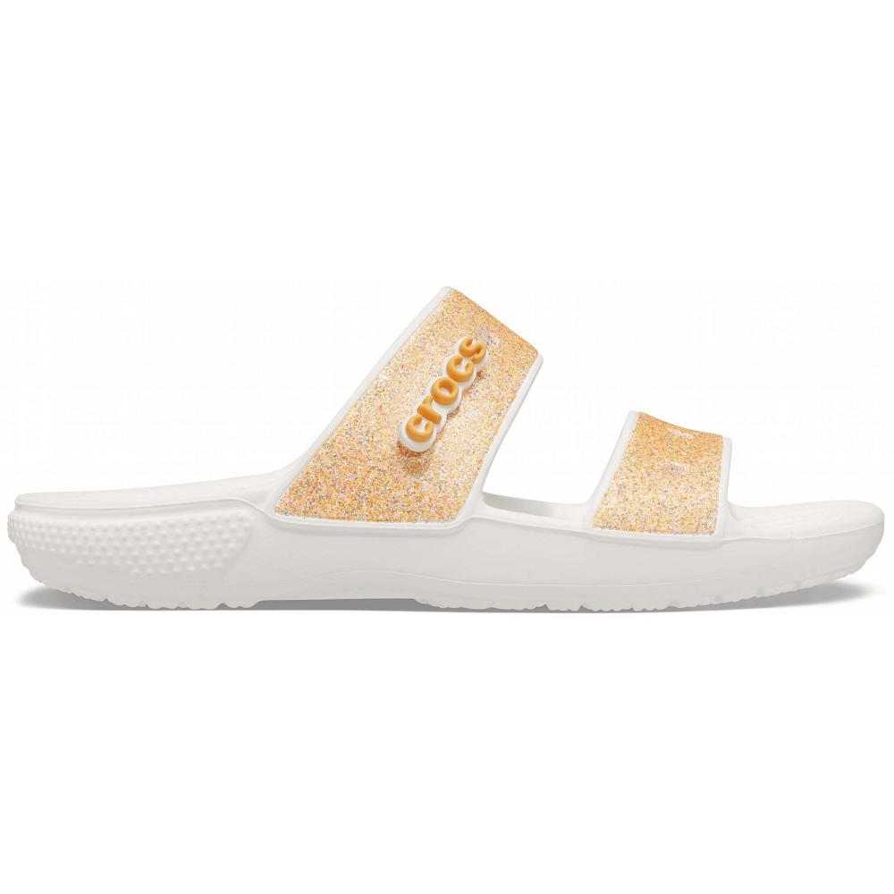 Crocs Classic Glitter Men Sandals Gold / White | BNHXJP249