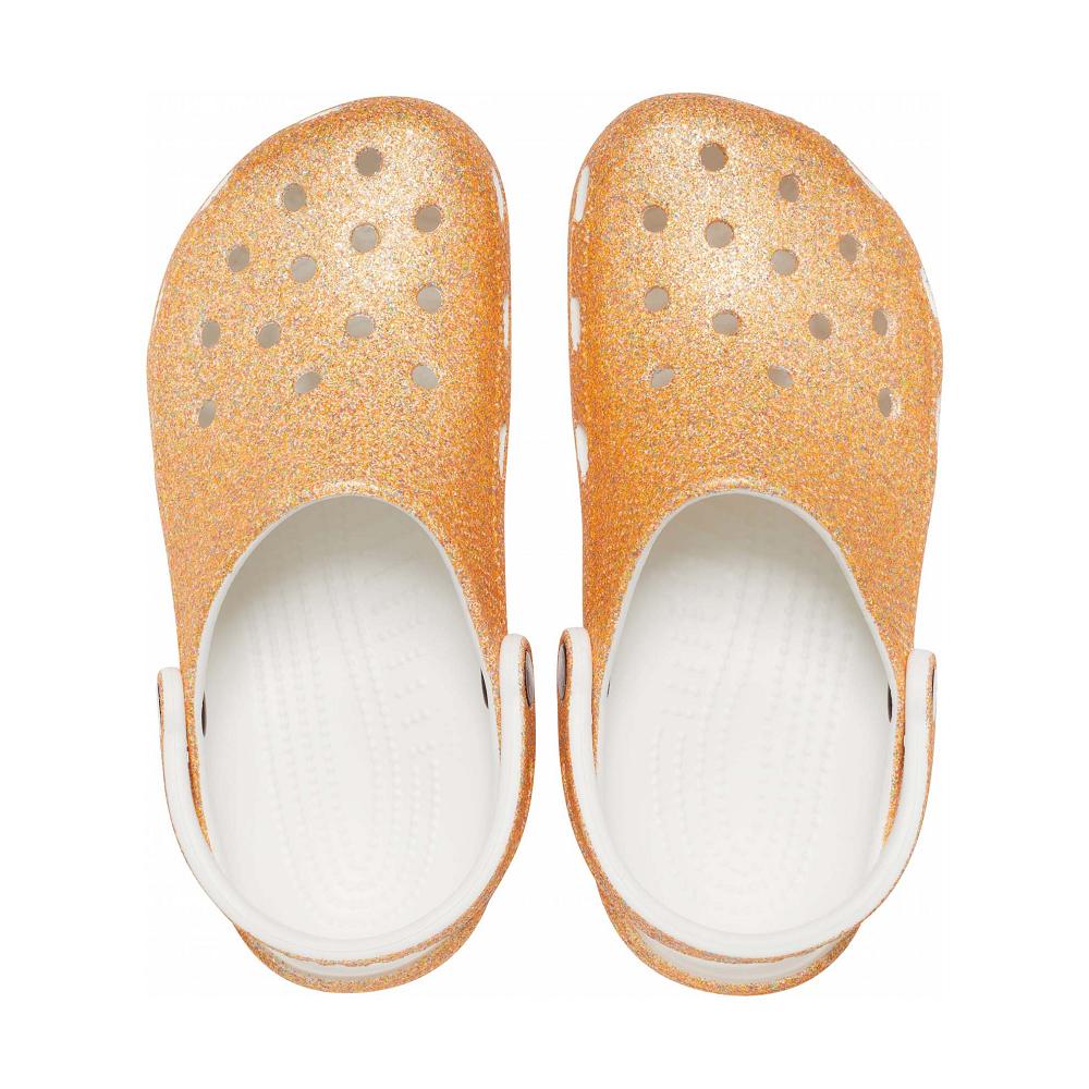 Crocs Classic Glitter Women Clogs Orange / Gold | RHXJSE149