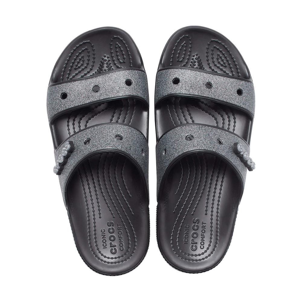 Crocs Classic Glitter Women Sandals Black | TBQIMW870