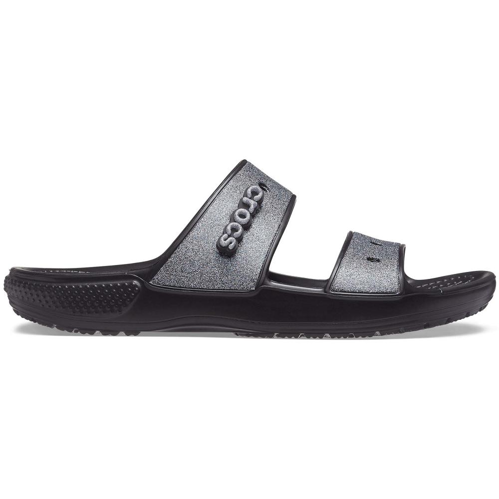Crocs Classic Glitter Women Sandals Black | TBQIMW870