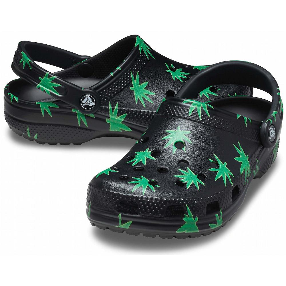 Crocs Classic Hemp Leaf Men Clogs Black | APFXHB571