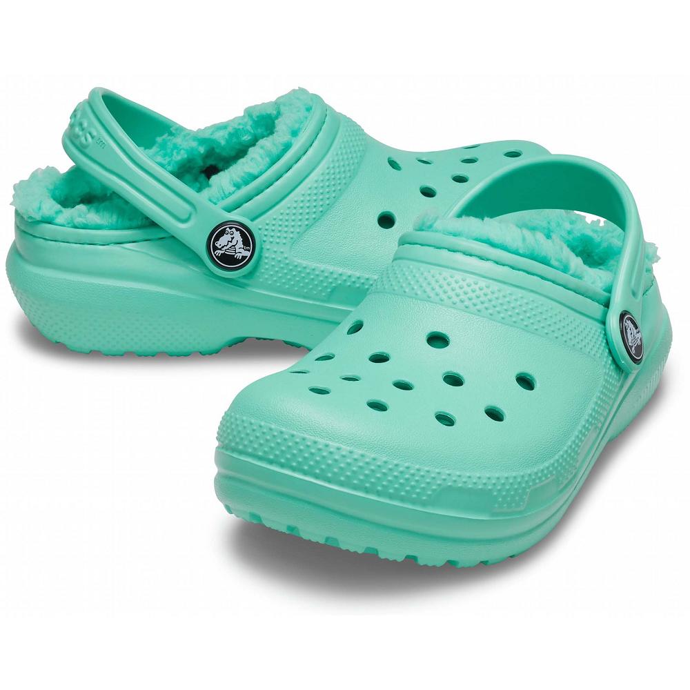 Crocs Classic Lined Kids' Clogs Mint | BTZMGI024