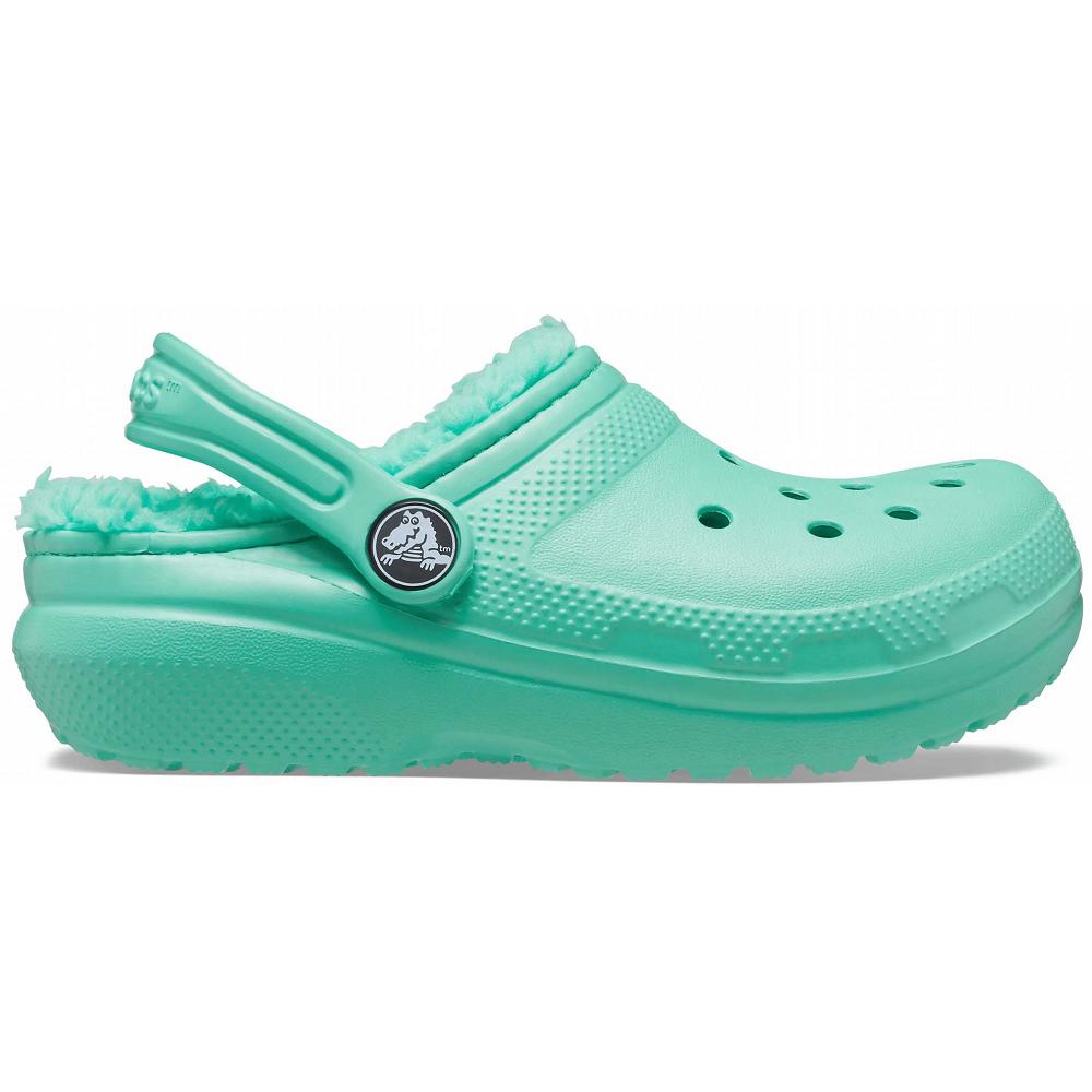 Crocs Classic Lined Kids' Clogs Mint | BTZMGI024