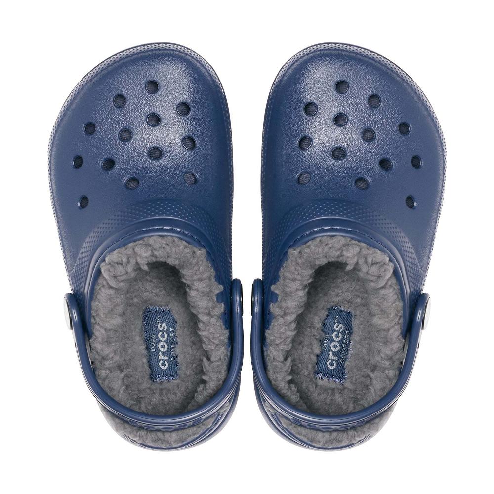 Crocs Classic Lined Kids' Clogs Navy | BDTPWE491