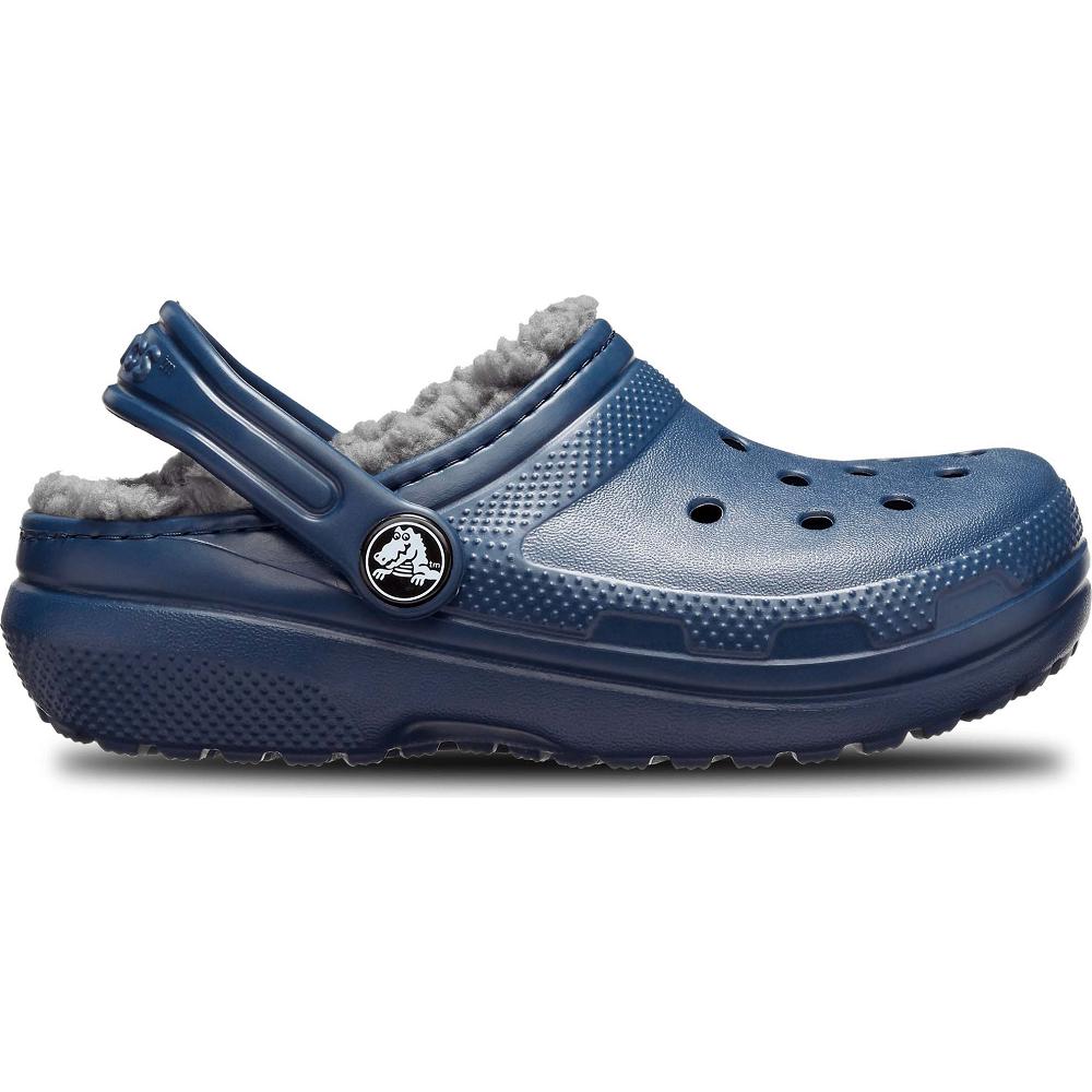 Crocs Classic Lined Kids\' Clogs Navy | BDTPWE491