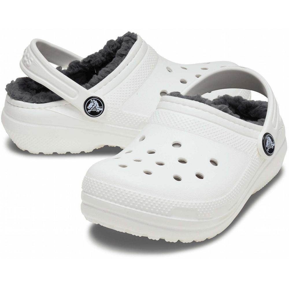 Crocs Classic Lined Kids' Clogs White | PTEKOW742