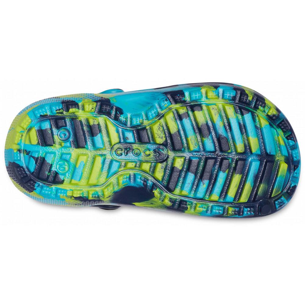 Crocs Classic Lined Marbled Kids' Clogs Blue / Multicolor | AWDHON923