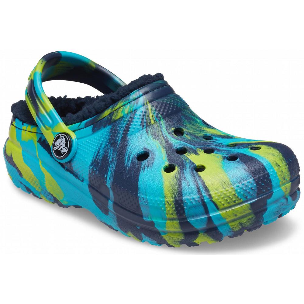 Crocs Classic Lined Marbled Kids\' Clogs Blue / Multicolor | AWDHON923