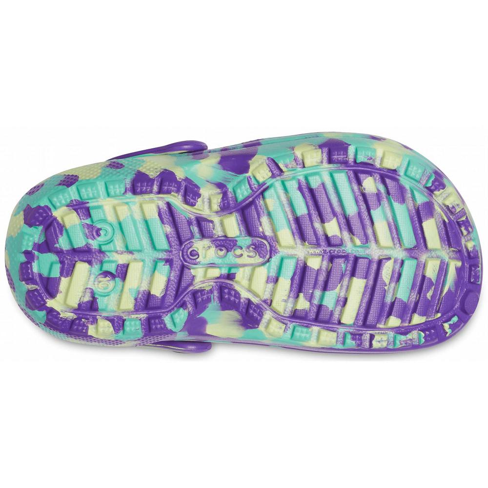 Crocs Classic Lined Marbled Kids' Clogs Purple / Multicolor | ILMEHY391